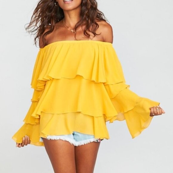 Show Me Your Mumu Chi Chi Top in Marigold Chiffon - Picture 1 of 9